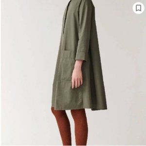 COS Olive Green A-Line Shirt Dress 100% Cotton